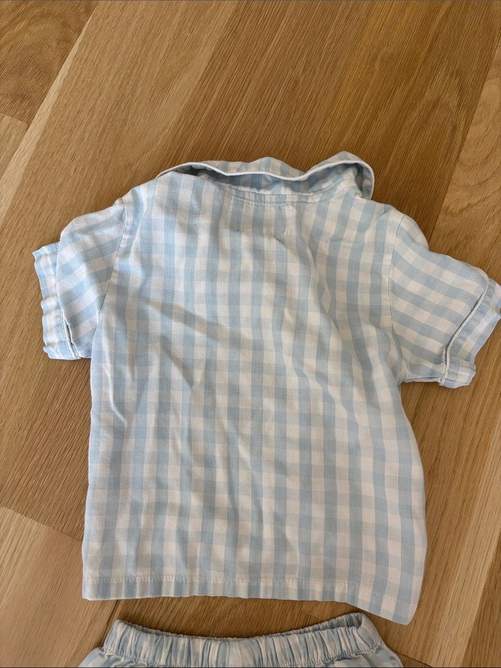 Petite Plume Kid's Twill Pajama Short Set in Light Blue Gingham